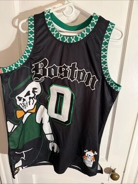 Jayson Tatum Boston Skull Basketball Jersey - Black & Green